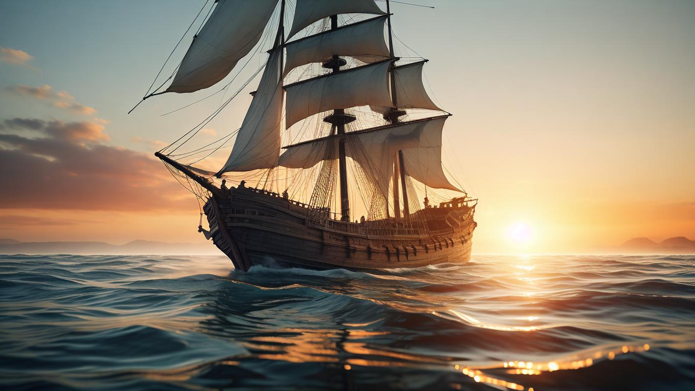 扬帆起航的小船